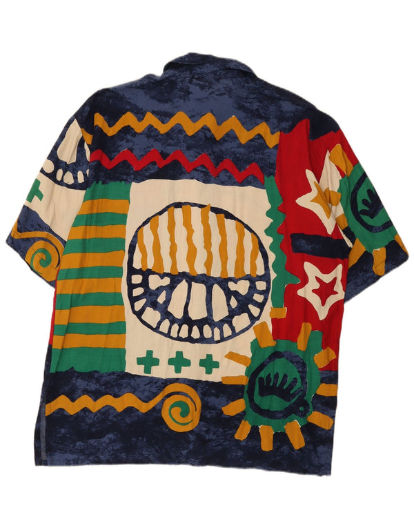 Bluză cămașă vintage pentru femei cu mânecă scurtă UK 14 Medium Multicolor