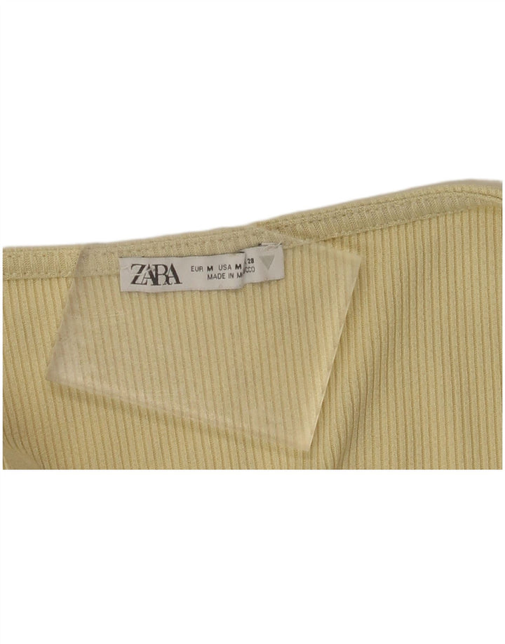 ZARA Womens Crop T-Shirt Top UK 12 Medium Yellow