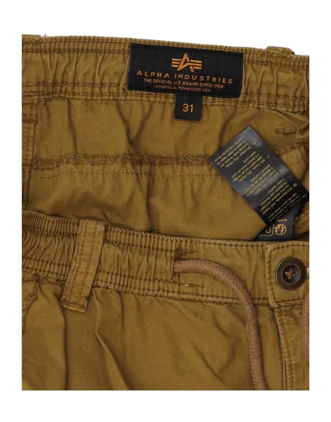 Pantaloni scurti cargo pentru bărbați Alpha Industries W31, bumbac mediu kaki