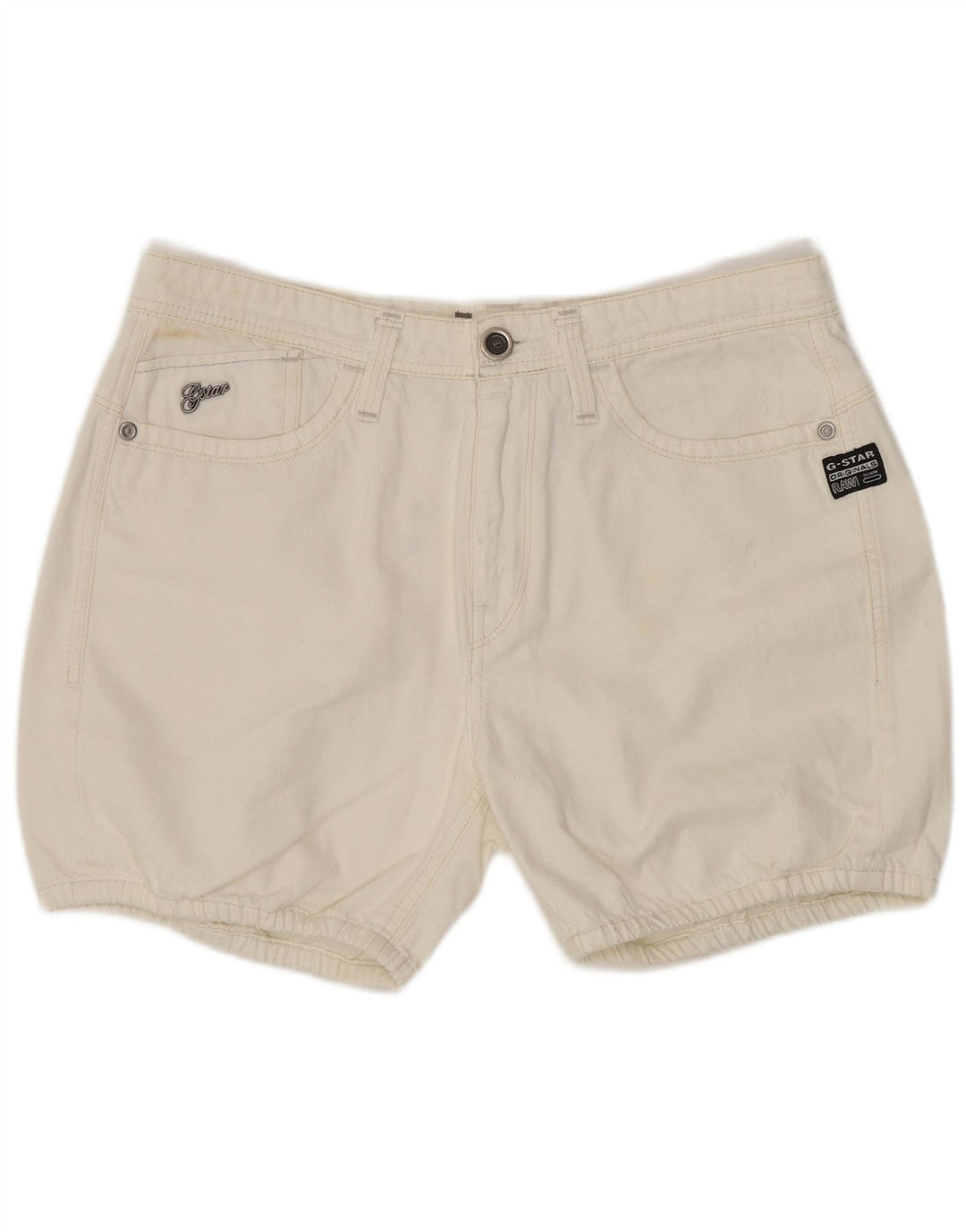 Pantaloni scurti din denim pentru femei G-Star W27 Small Bumbac alb