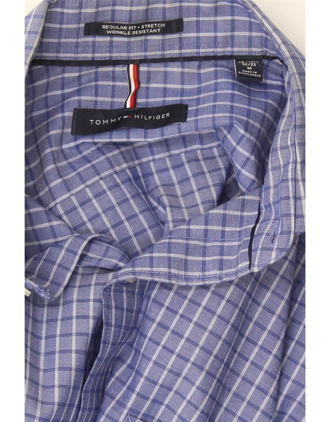 Cămașă Tommy Hilfiger pentru bărbați, cu tăiere obișnuită, mărime 15/15 1/2 Medium Blue Check