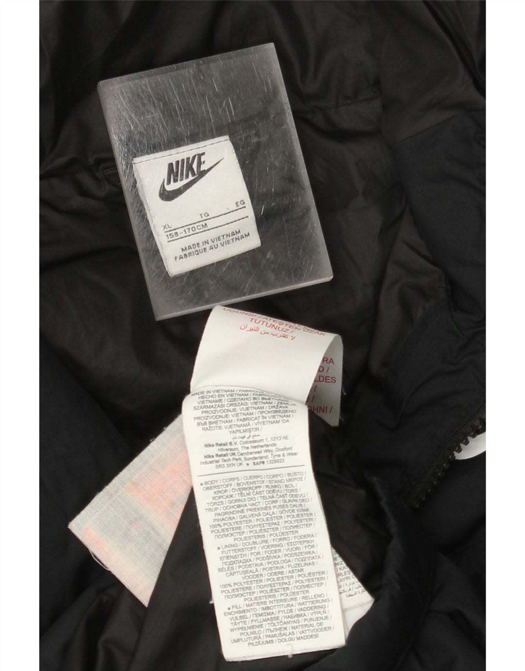Jachetă căptușită cu glugă NIKE băieți 13-14 ani XL poliester negru