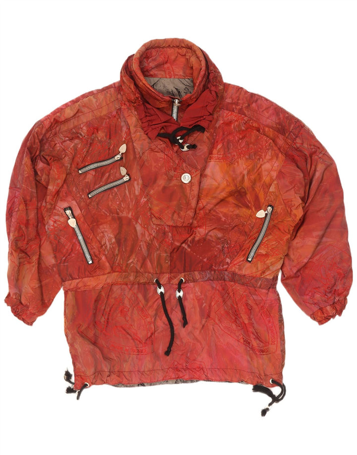 Jachetă Anorak Vintage, cu model abstract, cu potrivire lejeră, UK 44 2XL, roșu