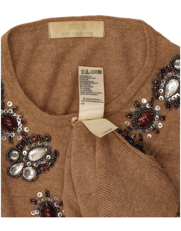 Pulover cardigan cu model abstract pentru femei Marks & Spencer UK 14 maro mediu