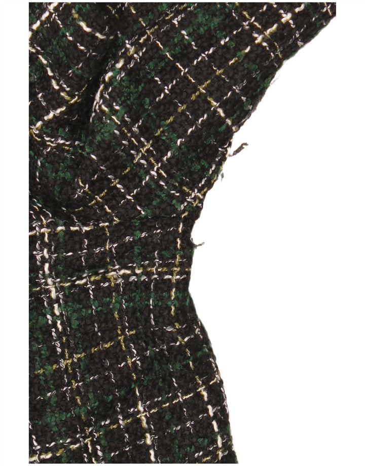 Rochie schimbătoare cu mânecă lungă pentru femei Zara UK 14 Medium Green Check Acrylic