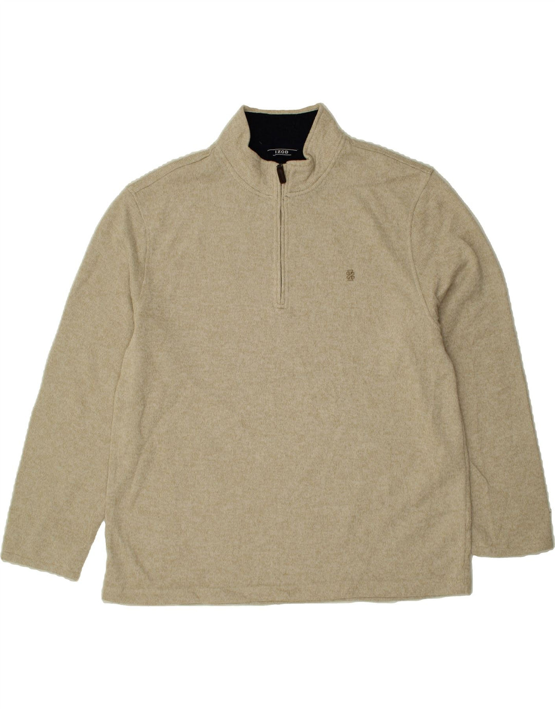 IZOD Mens Zip Neck Sweatshirt Jumper 2XL Beige Polyester Vintage Izod and Second-Hand Izod from Messina Hembry 