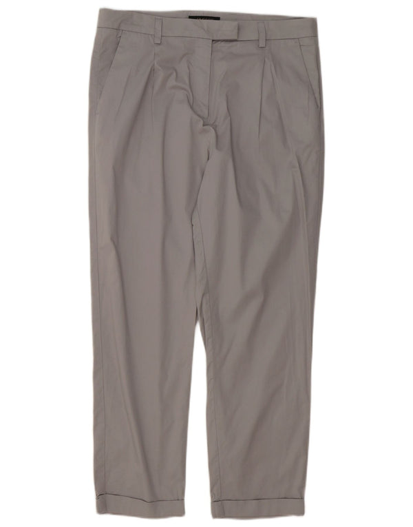 Jaeger Pantaloni de costum crop pentru femei UK 12 Medium L32 L25 Gri Poliester