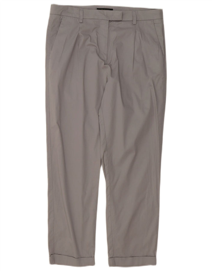 Jaeger Pantaloni de costum crop pentru femei UK 12 Medium L32 L25 Gri Poliester