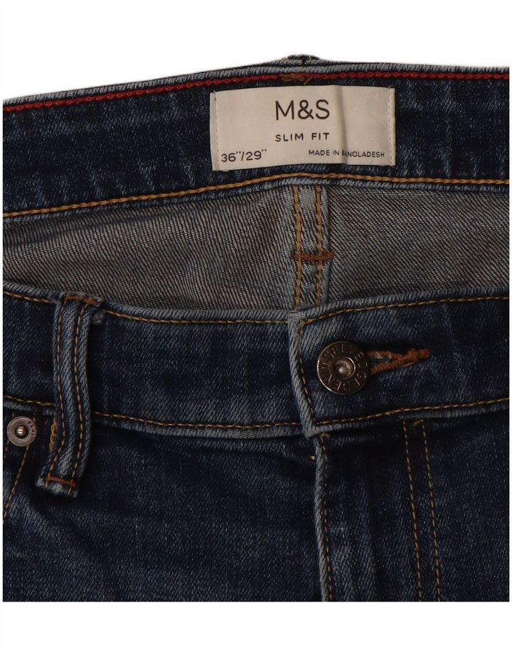 Blugi subțiri pentru bărbați Marks & Spencer W36 L29 Bumbac albastru