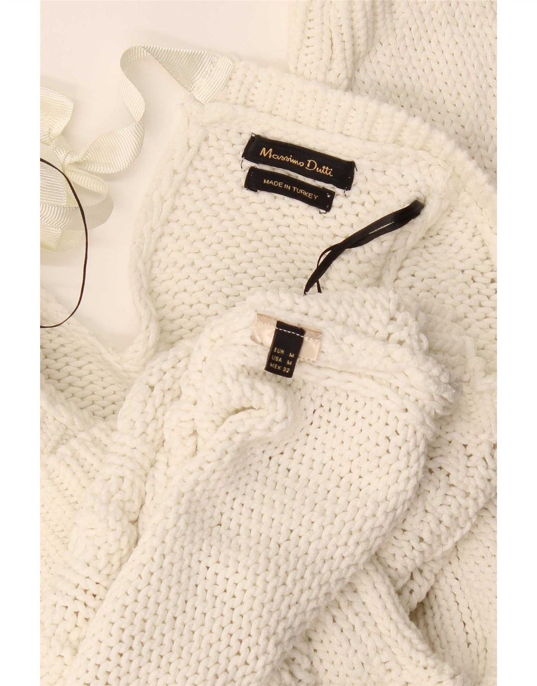 Pulover pentru femei Massimo Dutti cu gâtul cu barca UK 14 Medium White