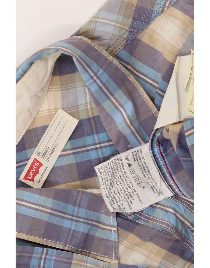 Cămașă pentru bărbați Levi's cu mânecă scurtă, cu ajustare standard, 2XL, bumbac cu carouri albastre