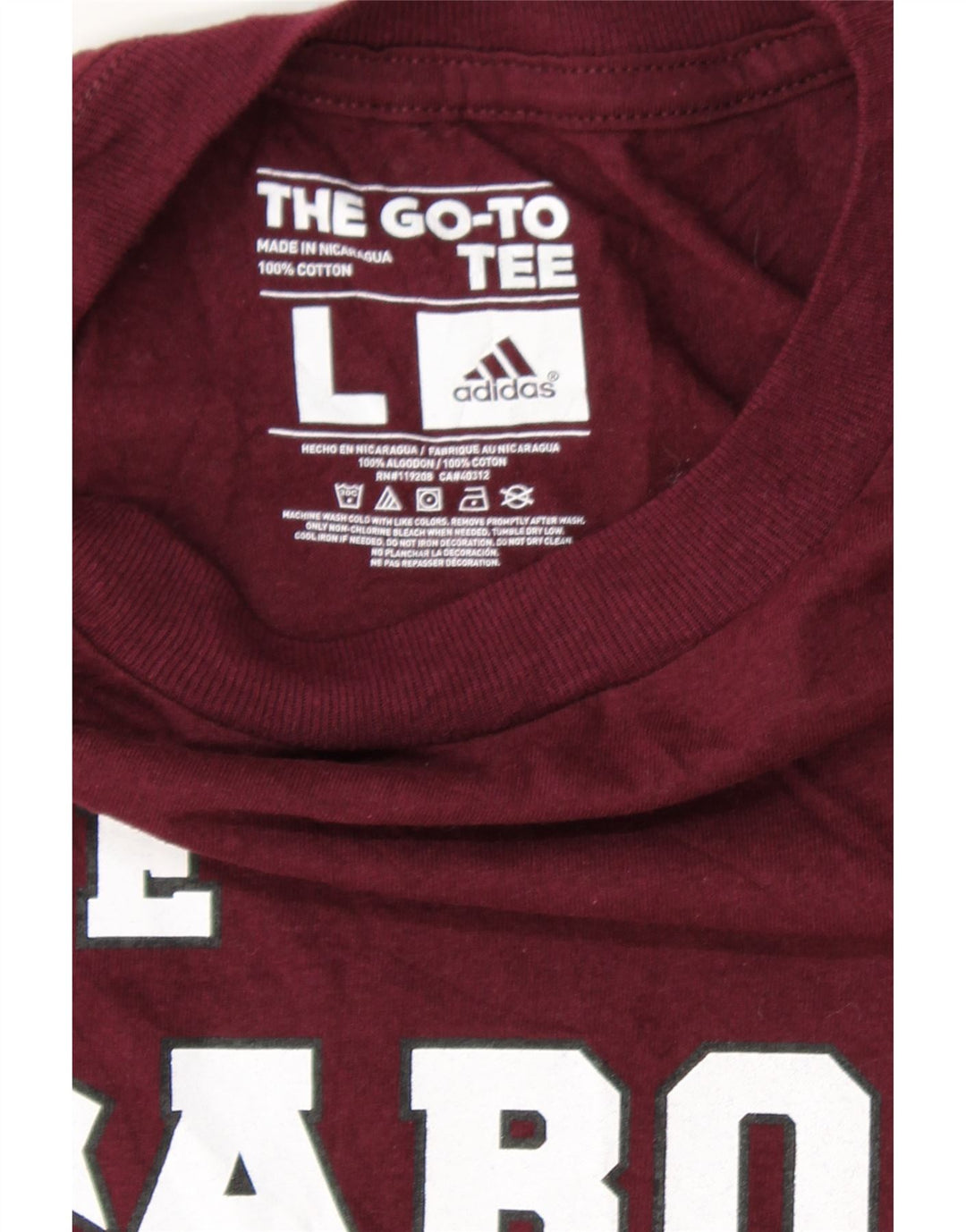 ADIDAS Mens Graphic T-Shirt Top Large Maroon Cotton Vintage Adidas and Second-Hand Adidas from Messina Hembry 
