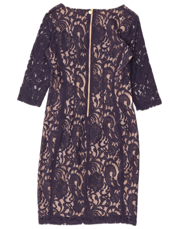 Rochie vintage pentru femei, cu mâneci 3/4, din dantelă, UK 14, mare, bleumarin, cachetele