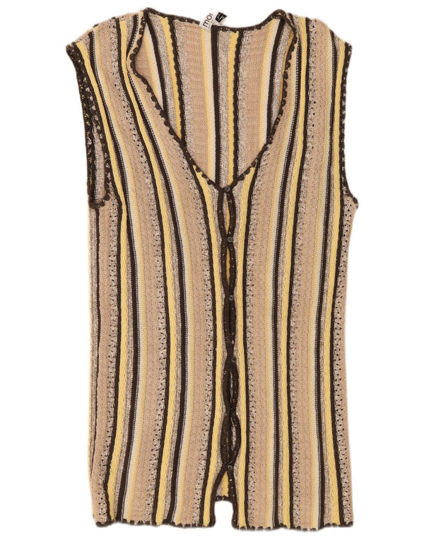 Pulover cardigan cu paragate Monari pentru femei UK 14 mare, bej, cu dungi