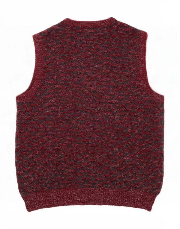Vestă Vintage bărbați Tank Top XL Burgundy Geometric