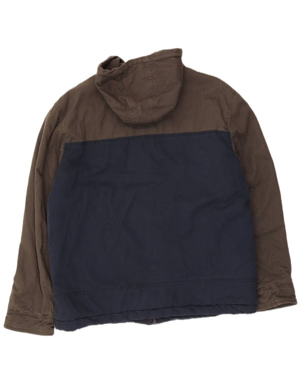 Quiksilver Mens Hooded Padded Jacket UK 42 XL Grey Colourblock Cotton