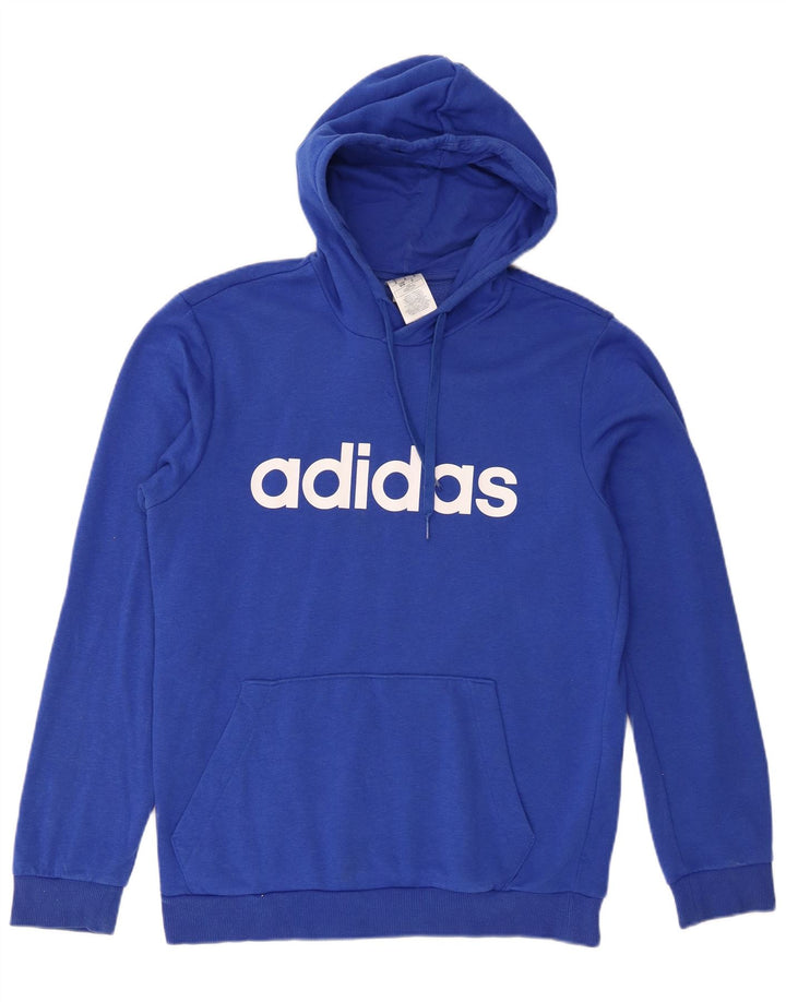 Pulover cu glugă cu grafic pentru bărbați Adidas, bumbac albastru mediu