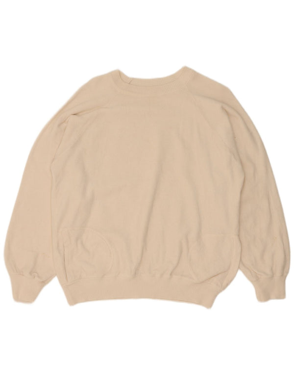 Pulover vintage pentru femei cu gât de barcă din bumbac alb UK 18 XL