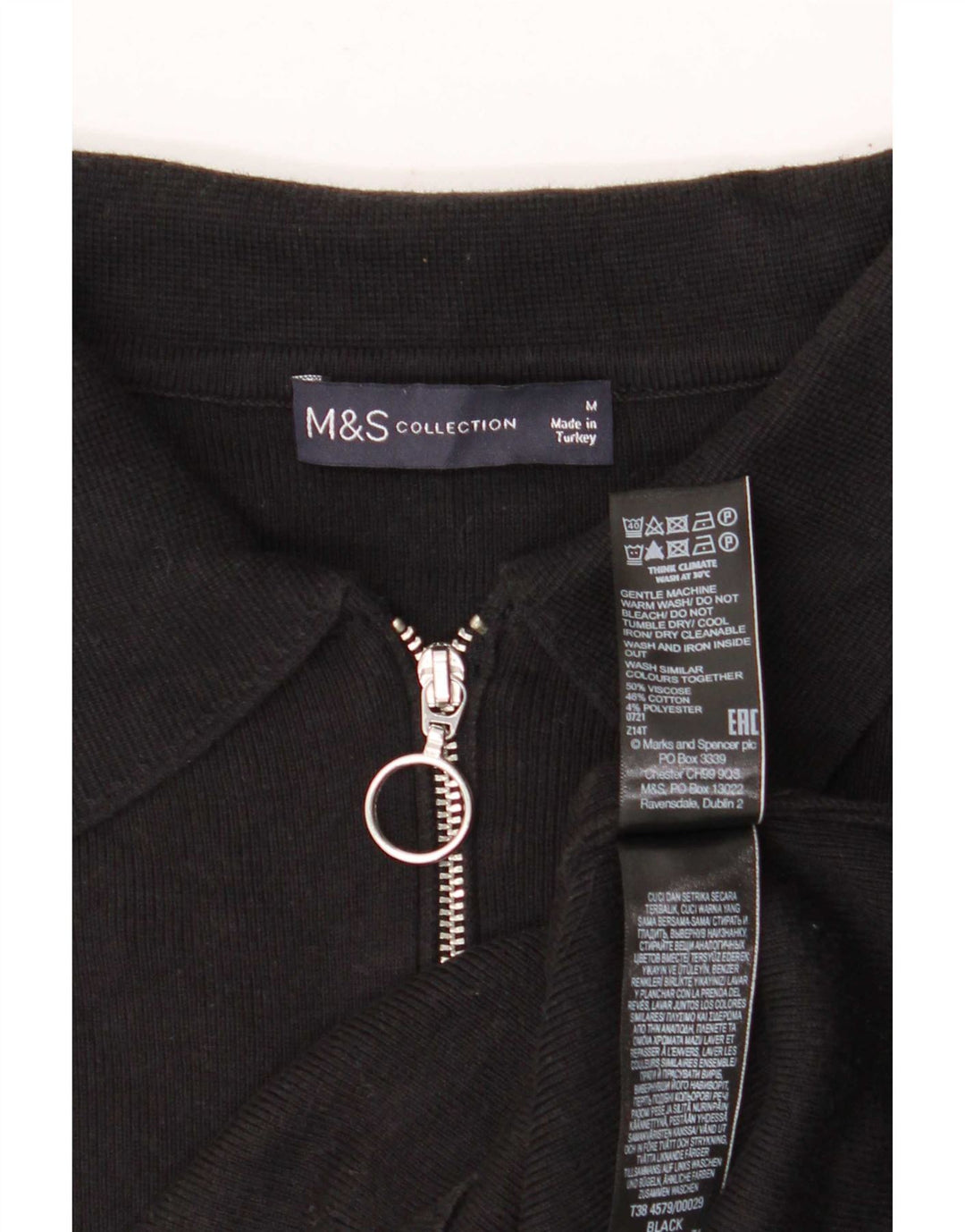 Tricou polo Marks & Spencer pentru femei UK 14 Medium Black Viscose