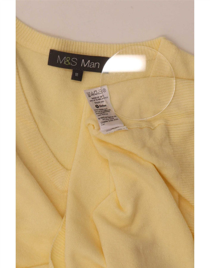 Marks & Spencer Pulover cu decolteu în V pentru bărbați, galben mediu acrilic