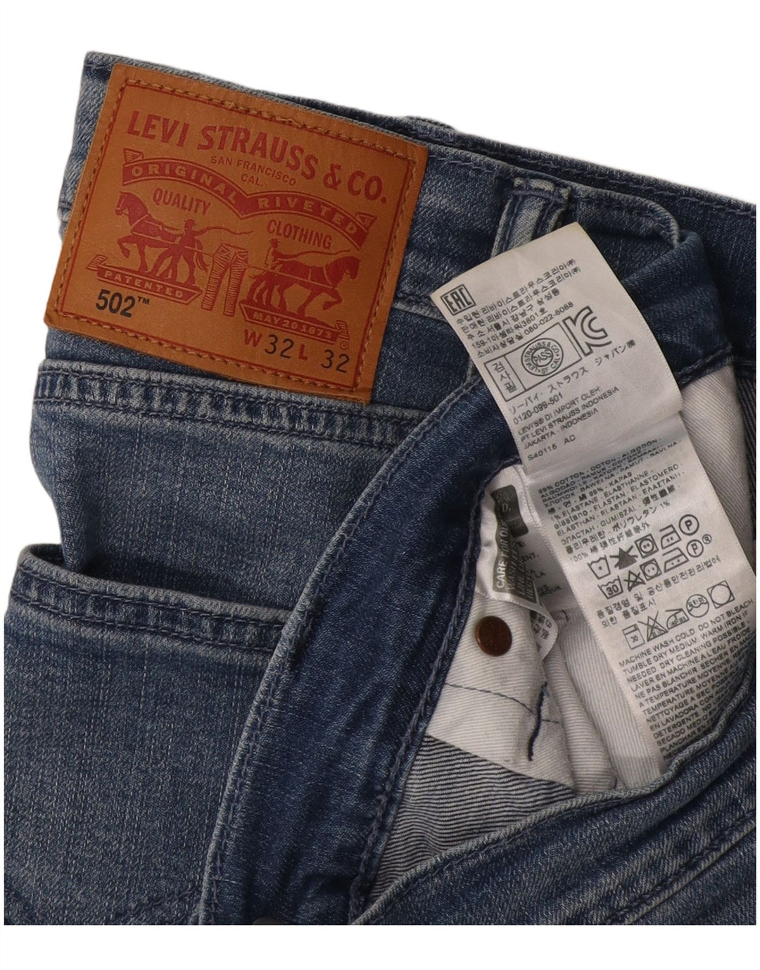 Blugi conici pentru bărbați Levi's 502 W32 L28 Bumbac albastru