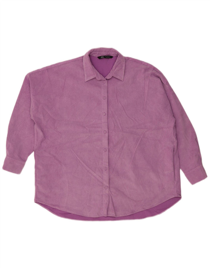 Cămașă supradimensionată din velur pentru femei Zara UK 14 Poliester violet mediu
