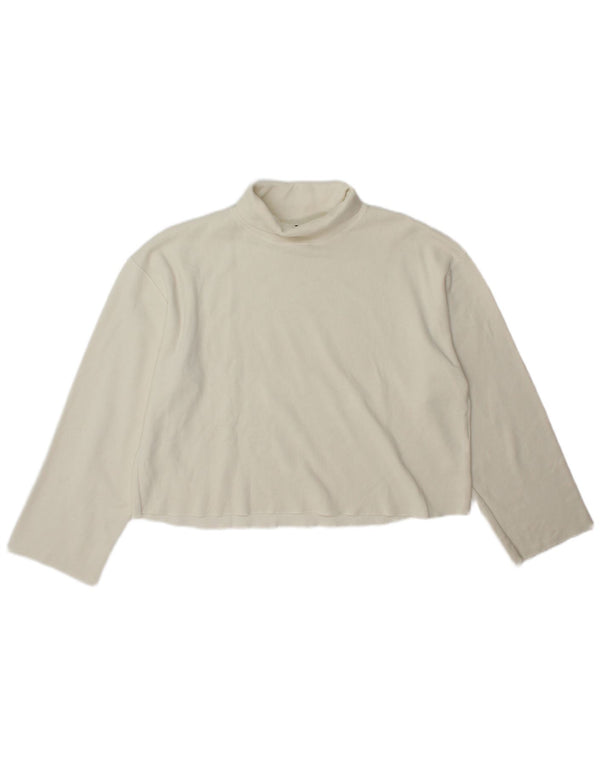 Top cu gât rulat Zara pentru femei cu mânecă lungă UK 14 Medium Off White