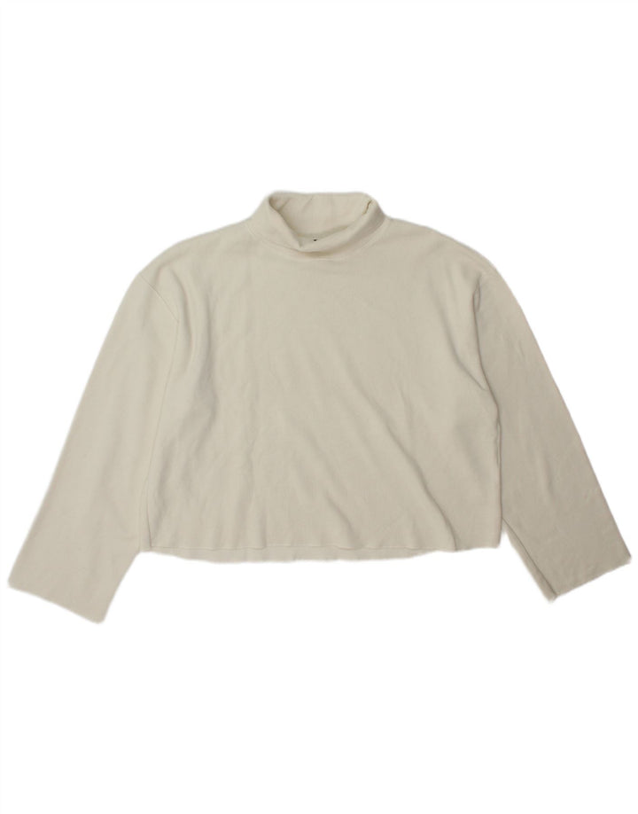 Top cu gât rulat Zara pentru femei cu mânecă lungă UK 14 Medium Off White