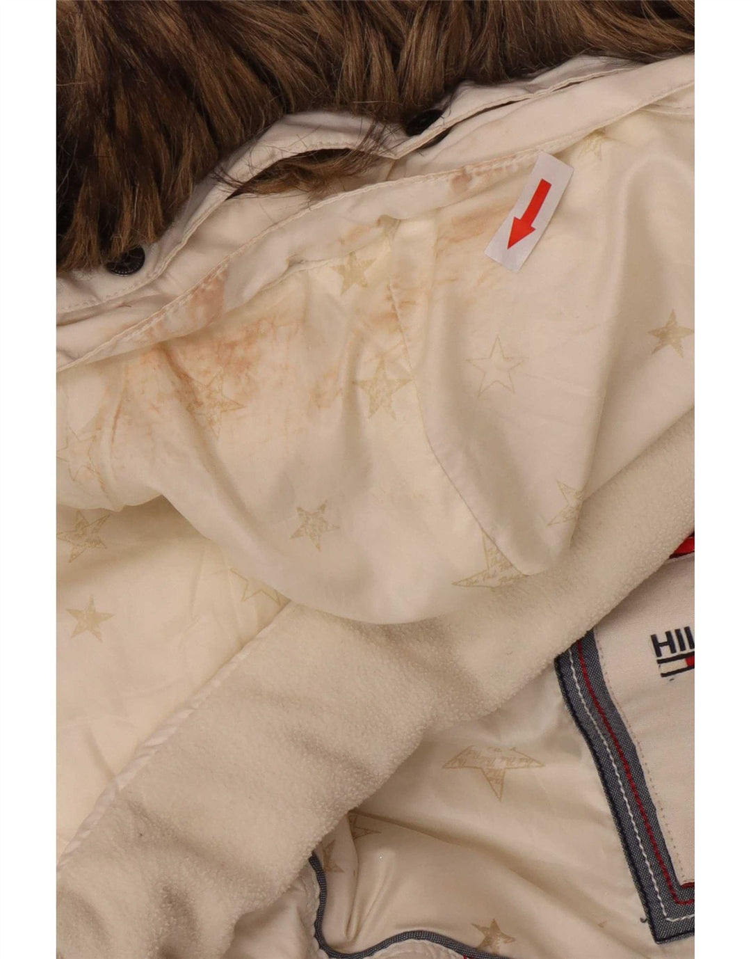 Palton căptușit cu glugă pentru femei Tommy Hilfiger UK 6 XS poliester alb