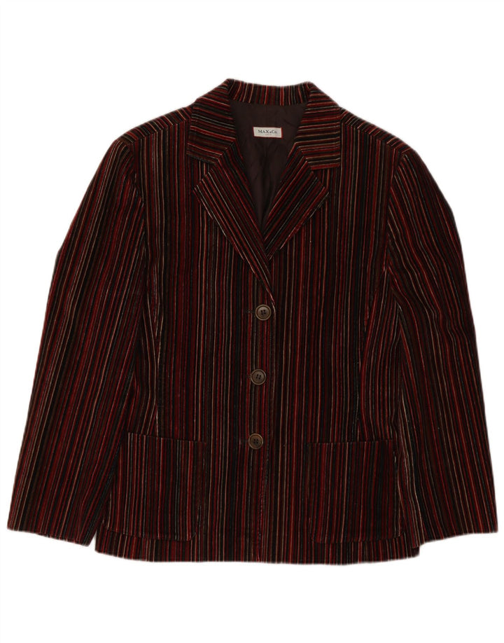 Blazer pentru femei Max & Co. Jachetă cu 3 nasturi UK 10 Mic Burgundy cu dungi