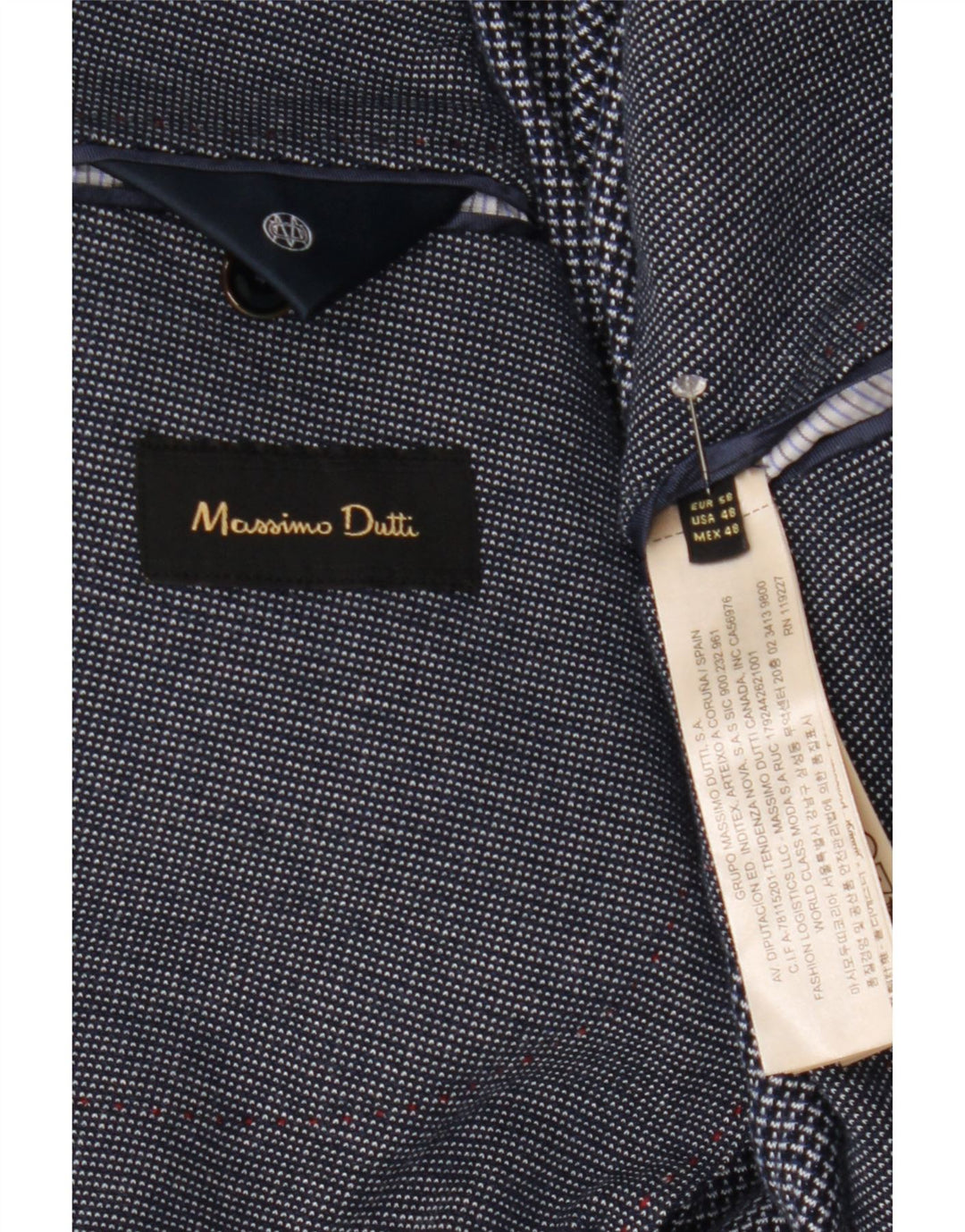 Massimo Dutti Jachetă pentru bărbați cu 2 nasturi EU 58 2XL Bumbac bleumarin