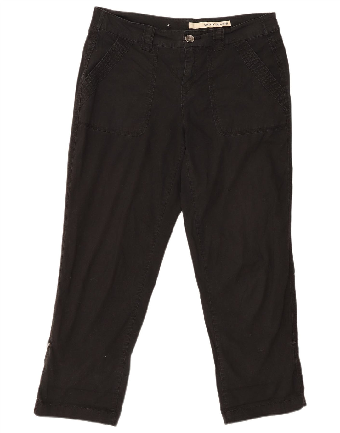 DKNY Pantaloni tăiați drept pentru femei US 8 Medium W30 L25 Bumbac negru
