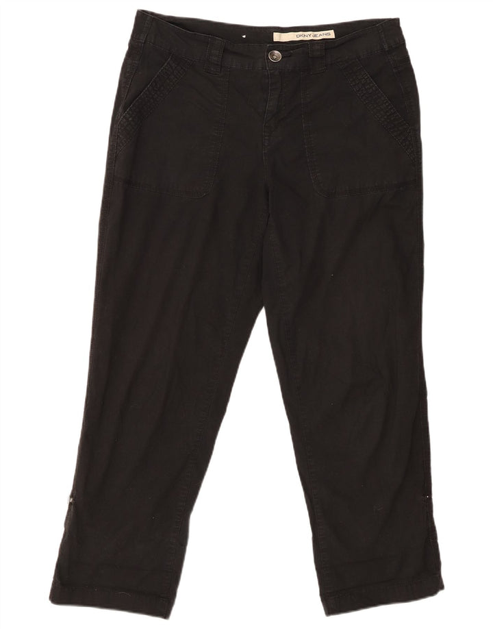 DKNY Pantaloni tăiați drept pentru femei US 8 Medium W30 L25 Bumbac negru