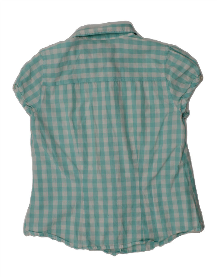 BENETTON Girls Short Sleeve Shirt 7-8 Years Medium  Turquoise Gingham Vintage Benetton and Second-Hand Benetton from Messina Hembry 