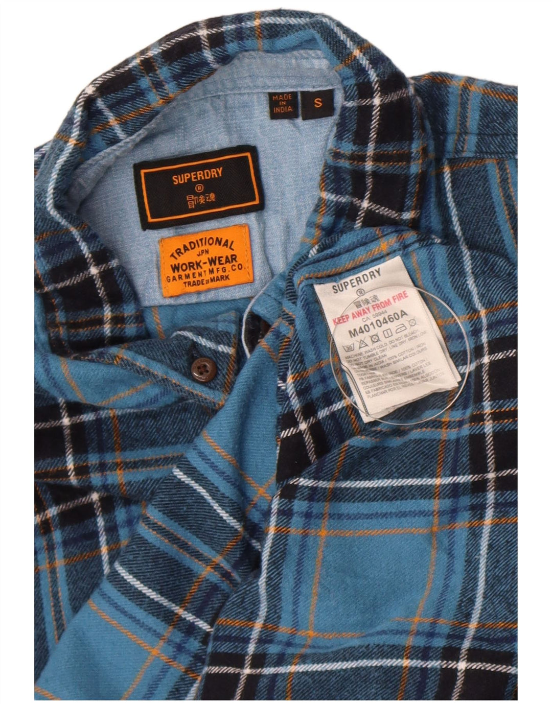 Cămașă de flanel pentru bărbați Superdry, bumbac cu carouri albastre mici