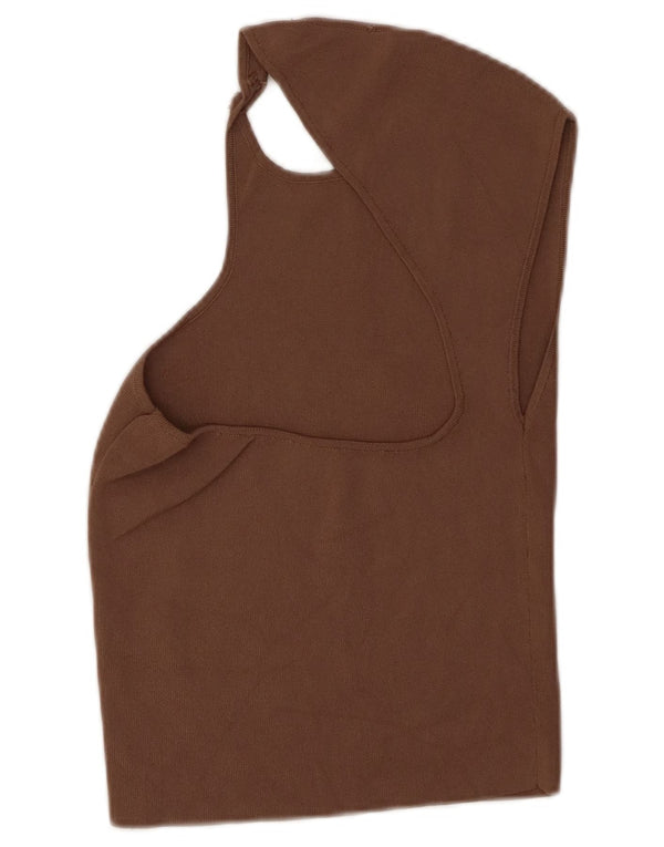 Top crop fără mâneci pentru femei Zara UK 12, maro mediu, viscoză