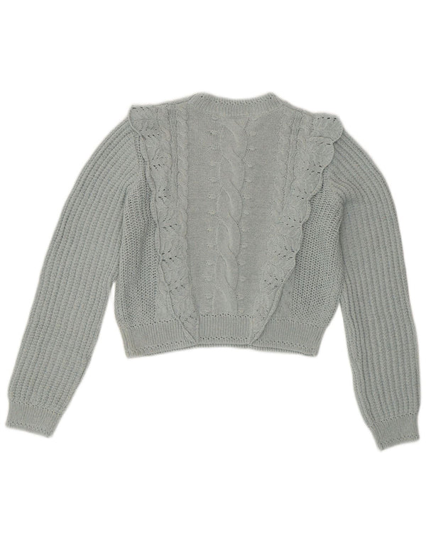 Pulover de damă ZARA Crop Crew Gate UK 14 Medium Blue