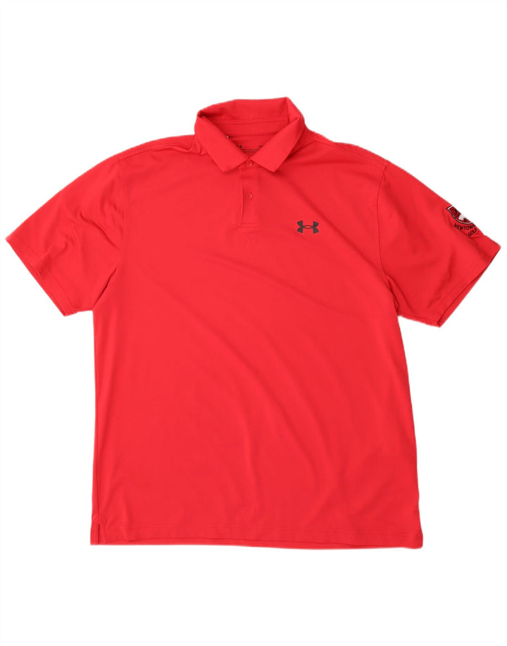 Tricou polo grafic pentru bărbați Under Armour, poliester roșu mare