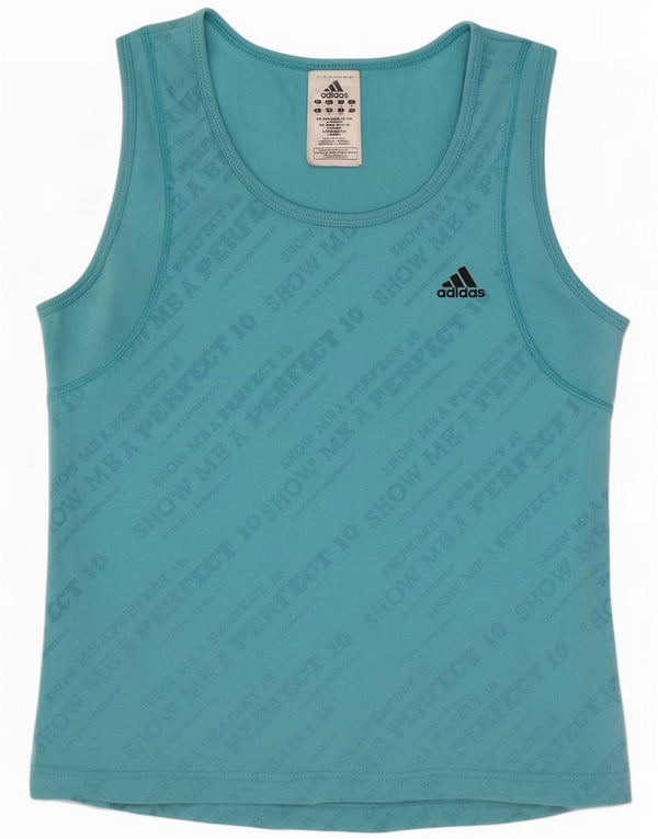 Vesta crop grafică pentru femei Adidas UK 16, mare, albastru, bumbac
