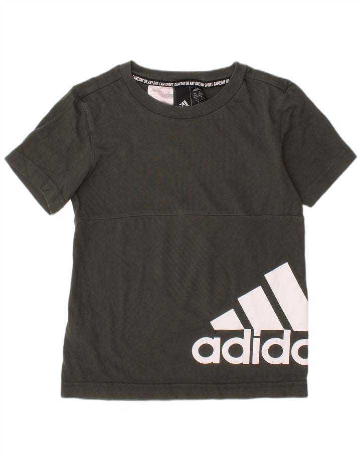 Tricou grafic Adidas Băieți Top 5-6 Ani Kaki Bumbac