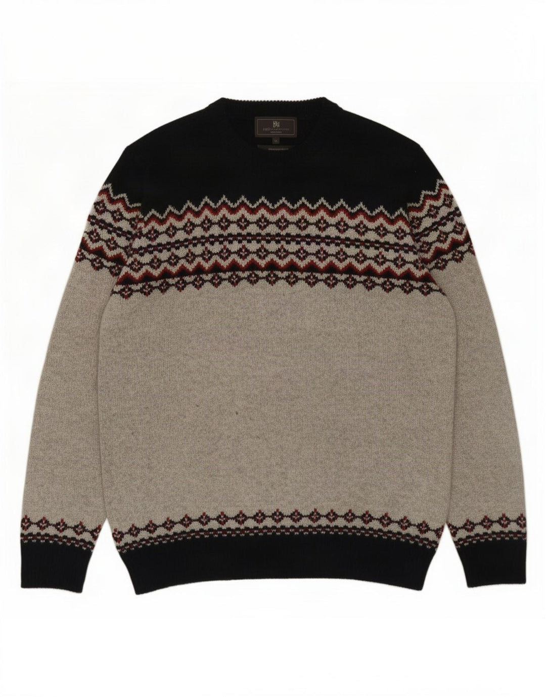 Pulover pentru bărbați Marks & Spencer, cu gât crew, mijlociu, gri Fair Isle