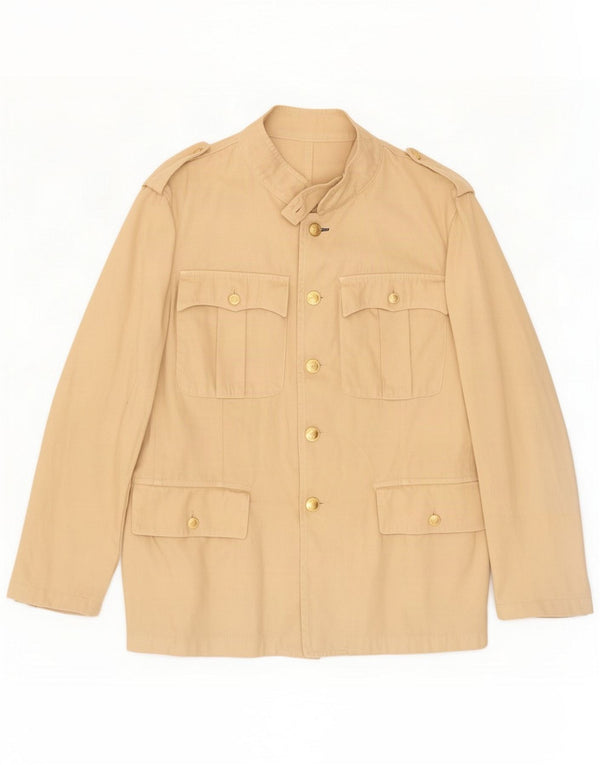 Vintage Mens Military Jacket IT 50 Large Beige Bumbac Classic