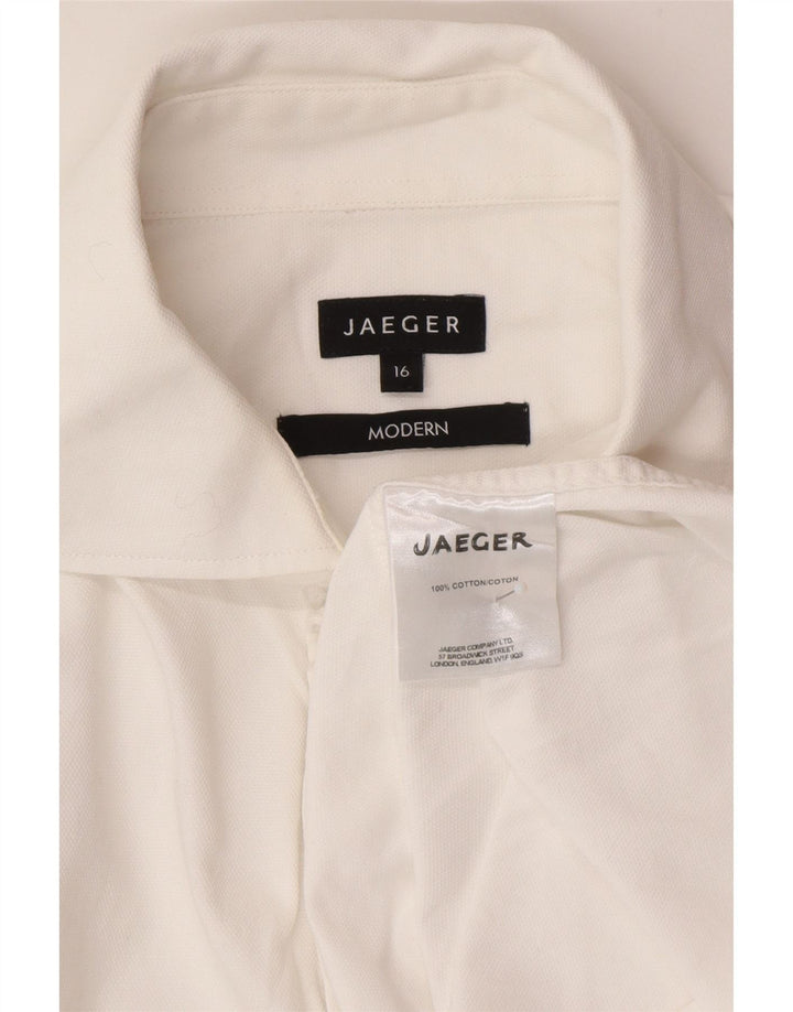 Cămașă pentru bărbați Jaeger Modern Fit Mărimea 16 Bumbac alb mare