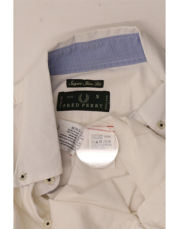 Cămașă Super Slim Fit Fred Perry pentru bărbați, bumbac alb mic