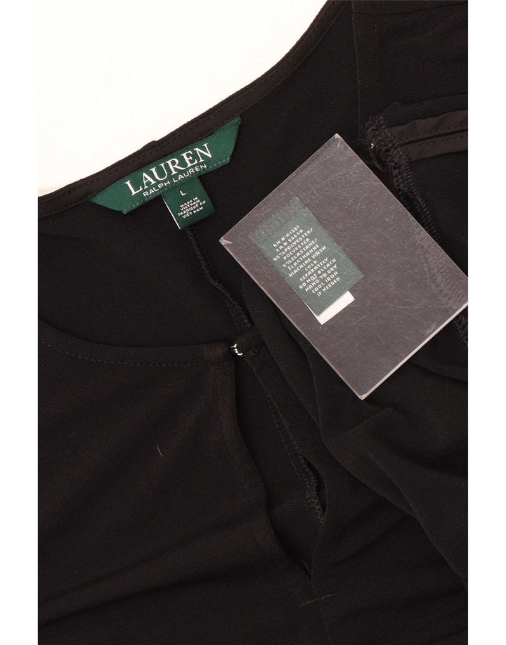Top cu tunică cu mâneci 3/4 pentru femei Ralph Lauren UK 16 Poliester negru mare
