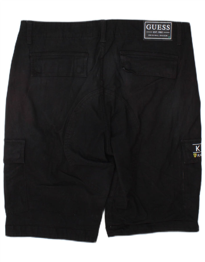 Pantaloni scurți cargo Guess pentru bărbați W32, bumbac mediu negru