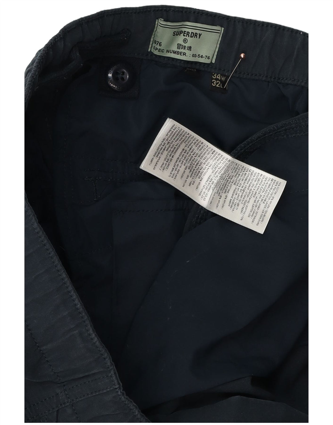 SUPERDRY Pantaloni cargo conici pentru bărbați L34 L32 Bumbac bleumarin