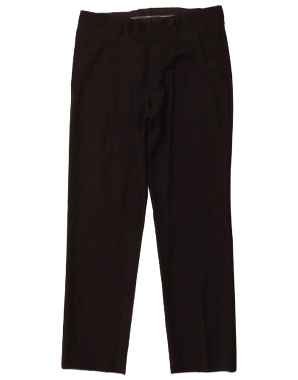 Pantaloni Drepți ZARA Bărbați EU 44 Mari L34 L31 Lână Neagră