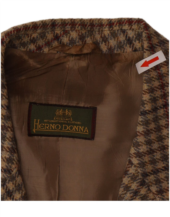 Sacou blazer pentru femei Herno Donna, cu 2 nasturi, IT 50 XL, lână maro cu picior de gală