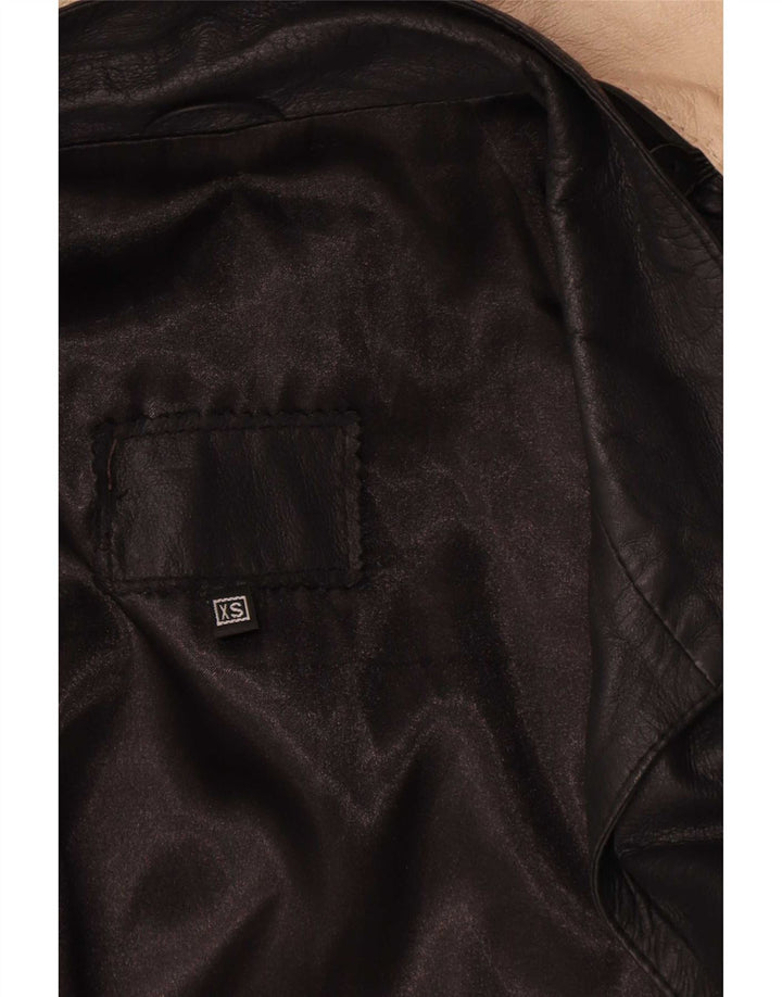 Palton supradimensionat din piele vintage pentru femei UK 6 XS negru